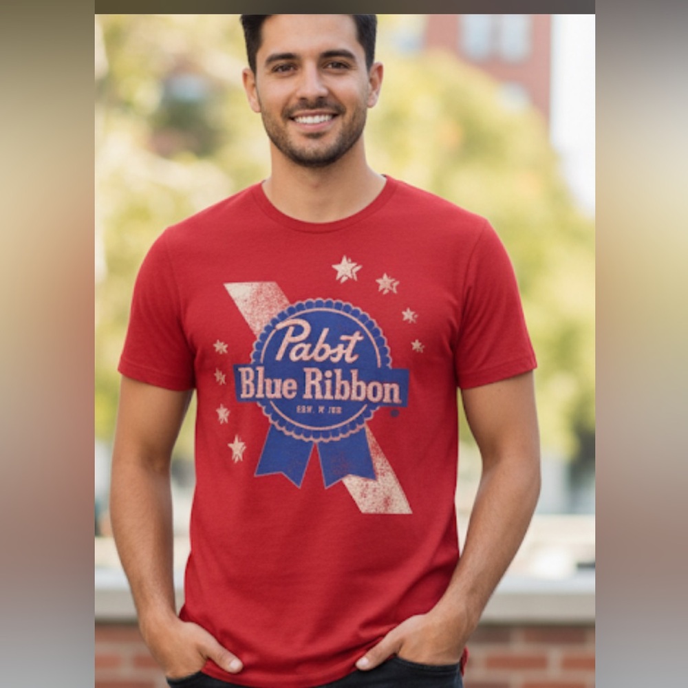 PABST BLUE RIBBON Classic Beer Logo T-SHIRT Men's Red XXL NWT